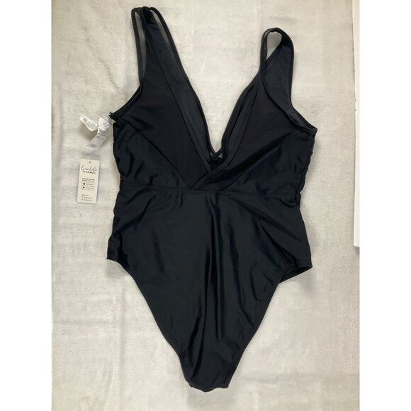 CupShe Extra Large XL Black Bathing Suit‎ NWT One Piece Swimsuit Mesh V-neck - Picture 4 of 12